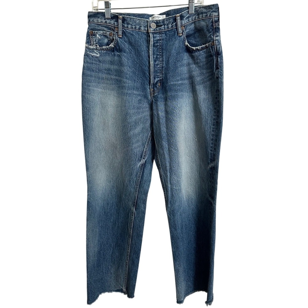 MOUSSY VINTAGE Distressed Raw Hem Straight Leg Jeans Made in Japan 30